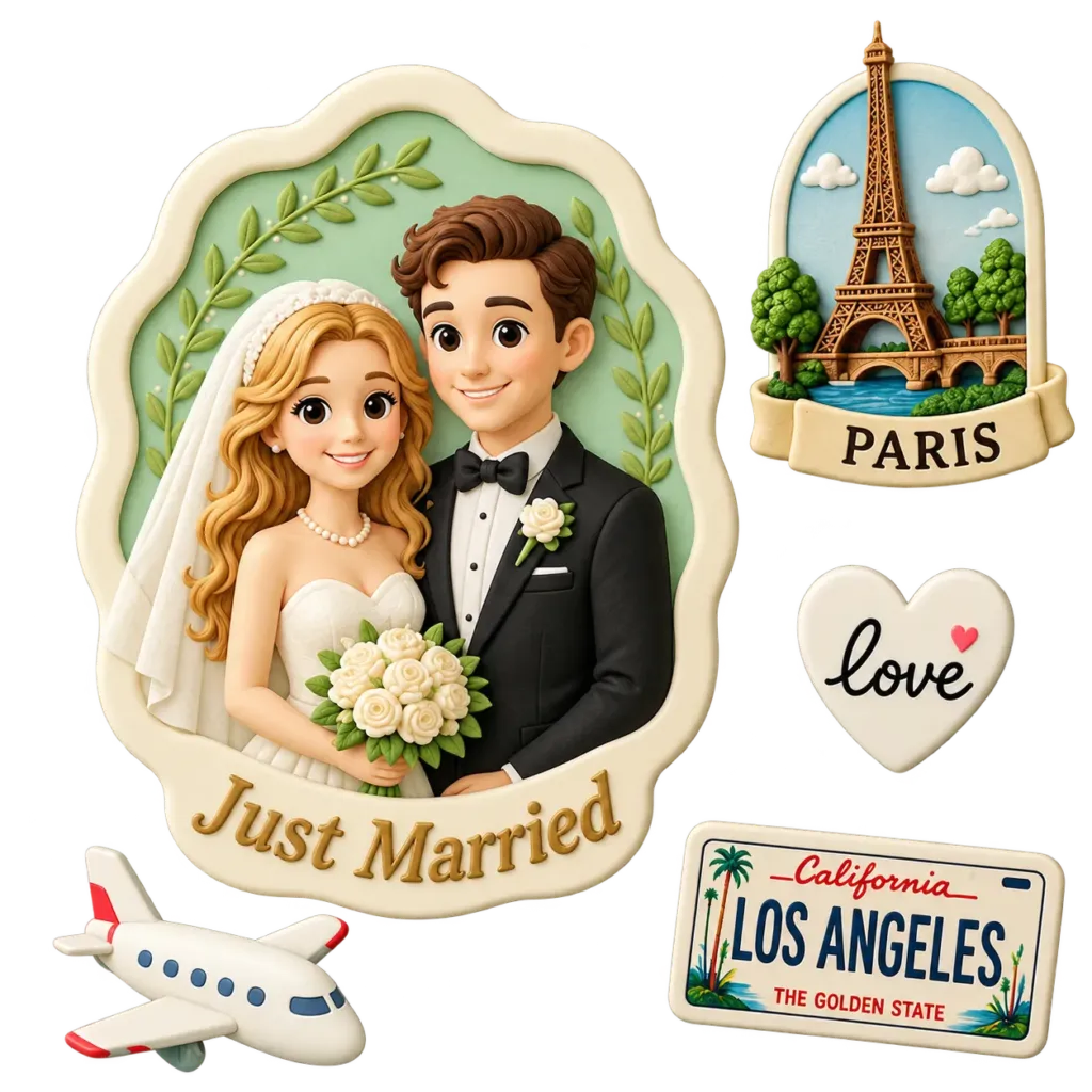 Custom 3D cartoon fridge magnet made from a personal photo