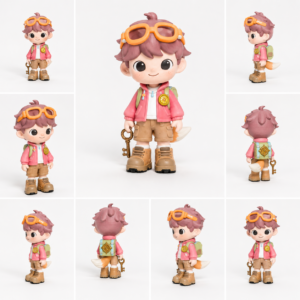 Front view of a personalized cartoon character figurine