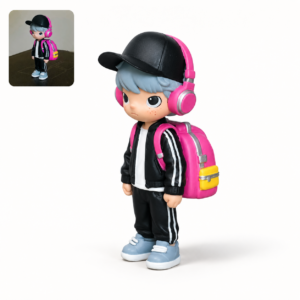 Custom cartoon character figure showing outfit and pose