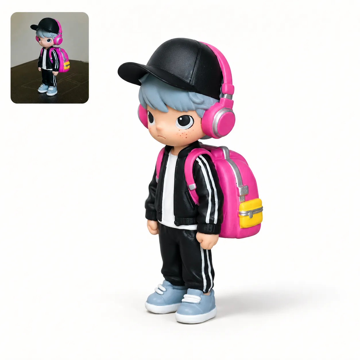 Custom cartoon character figure showing outfit and pose