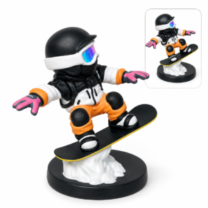 Side view of custom cartoon figurine resin sculpt