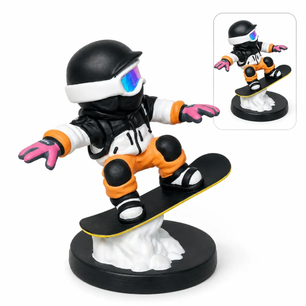 Side view of custom cartoon figurine resin sculpt