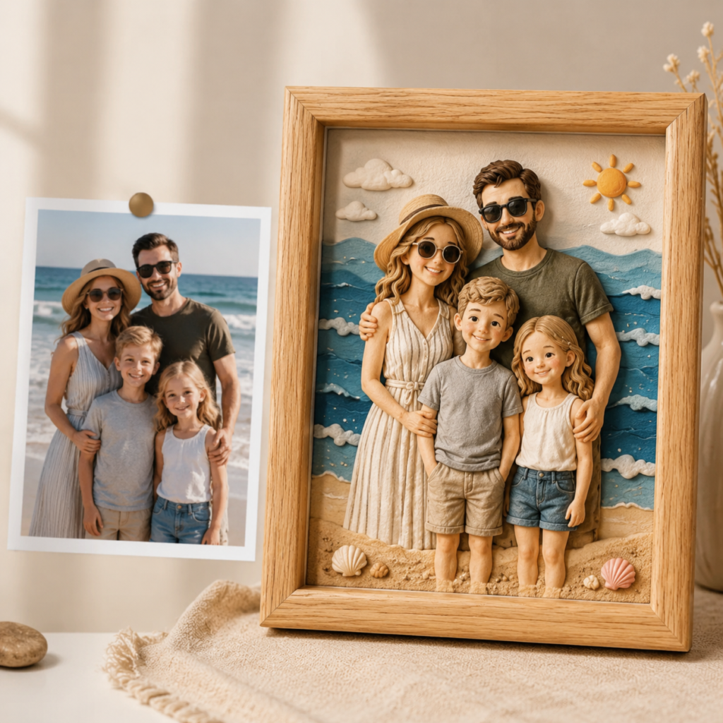 Custom 3D relief portrait photo frame made from a personal photo