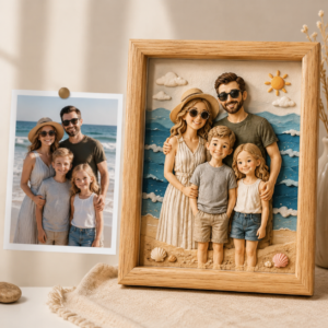 Custom 3D relief portrait photo frame - main view
