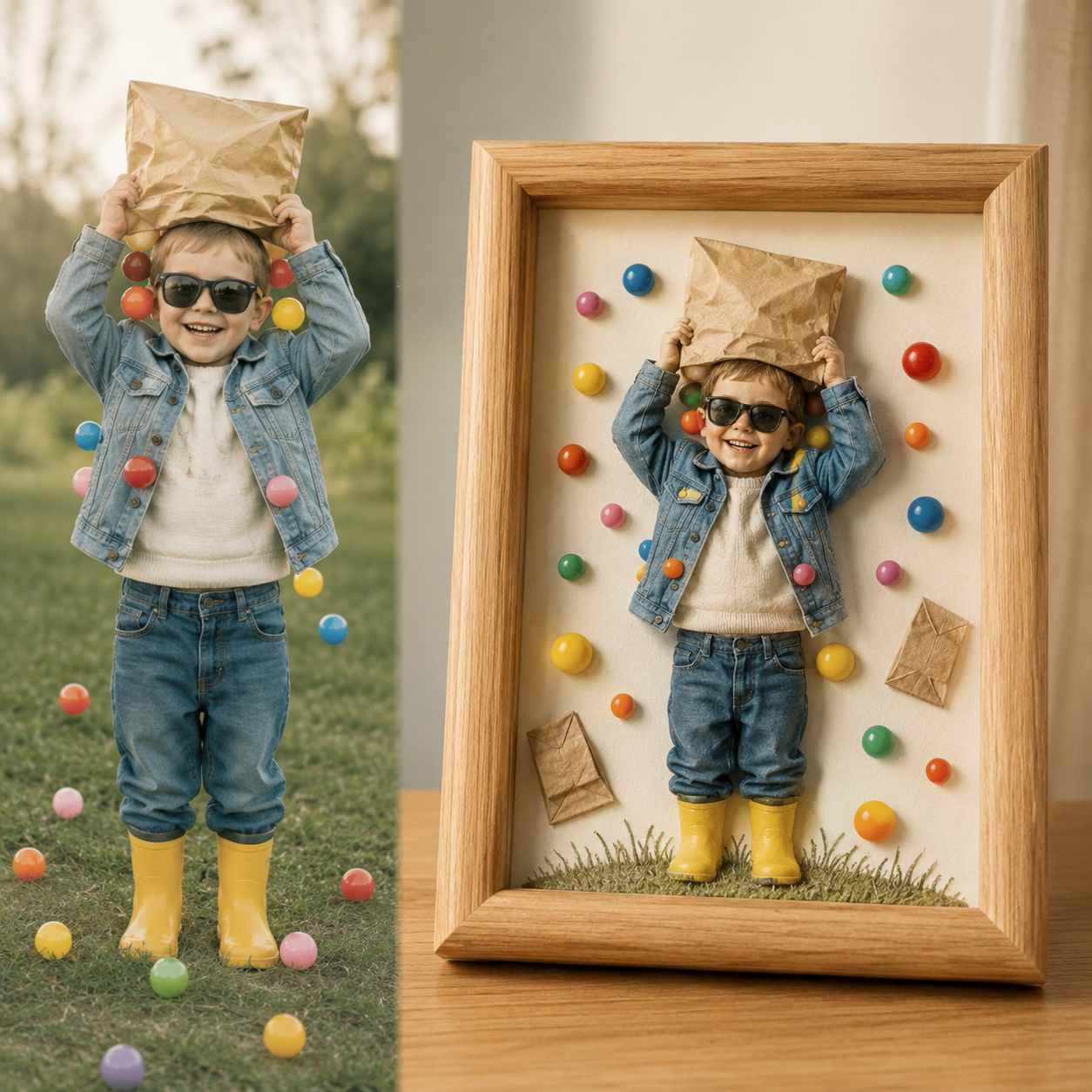 Custom 3D relief portrait photo frame - side view