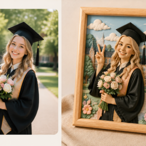 Lifestyle display of a custom 3D relief photo frame as wall art