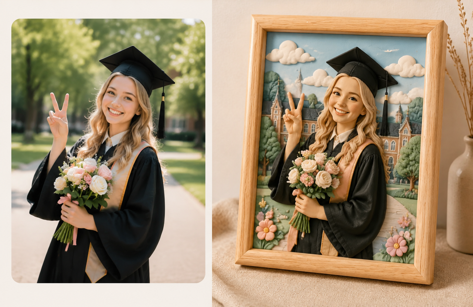 Custom 3D relief portrait photo frame - lifestyle