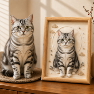 Detailed texture on a hand-finished 3D relief portrait photo frame