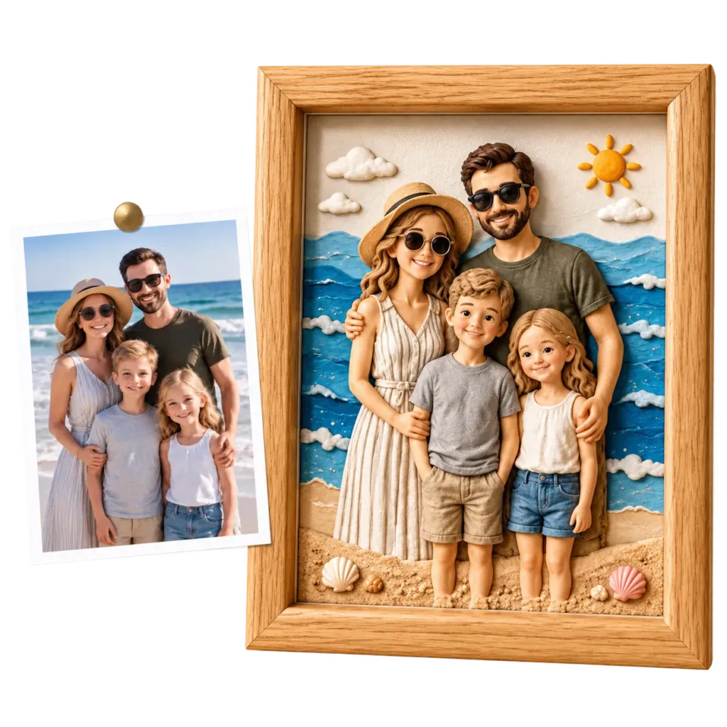 Custom 3D relief portrait photo frame made from a personal photo