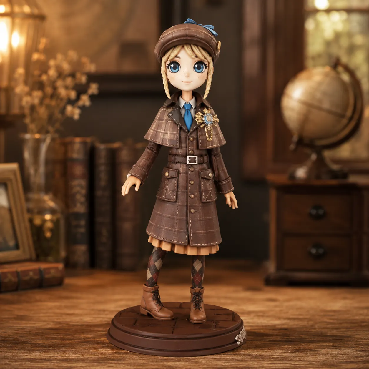 Side angle of custom anime figure showing accessories and outfit details