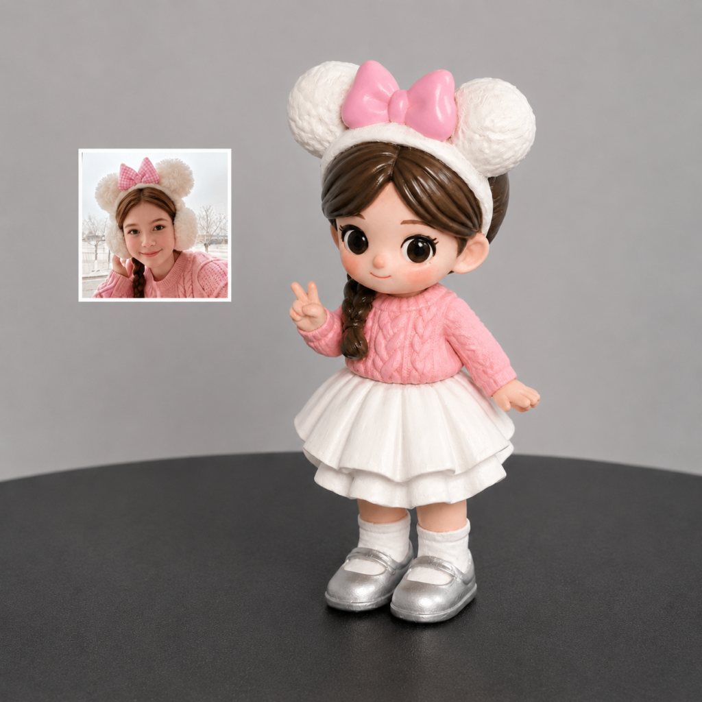 Personalized 3D chibi figurine made from a photo of a person or pet