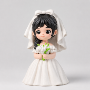 Close-up of 3D chibi figurine face and painted details