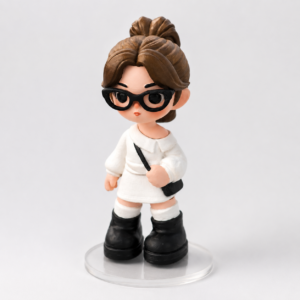Custom chibi couple or family figurine displayed as a gift