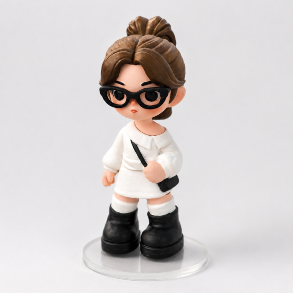 Custom chibi couple or family figurine displayed as a gift
