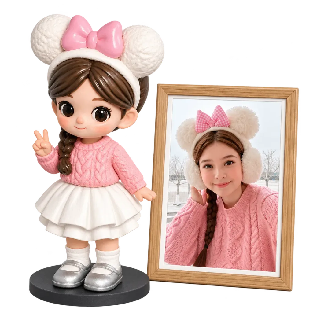 Personalized 3D chibi figurine made from a photo of a person or pet