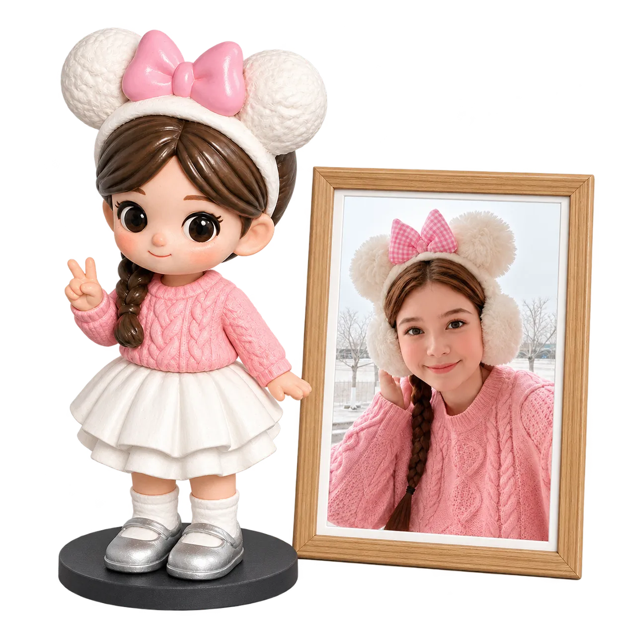 Personalized 3D chibi figurine made from a photo of a person or pet