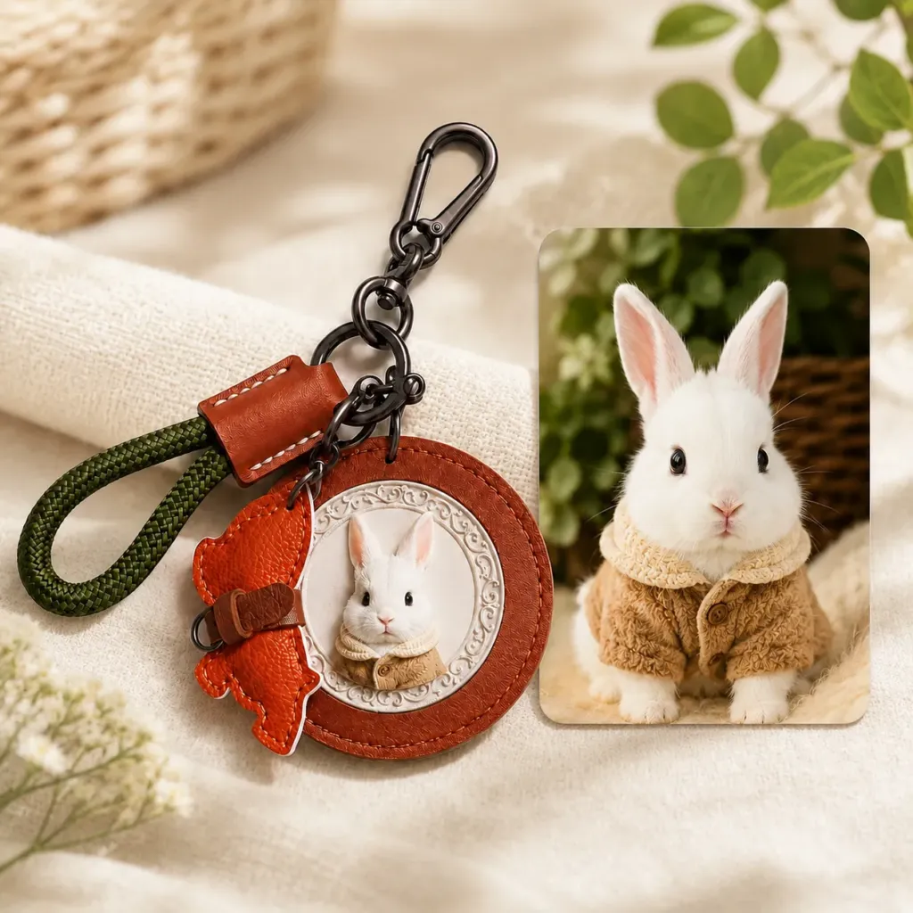 Pet memorial 3D keychain with durable metal keyring
