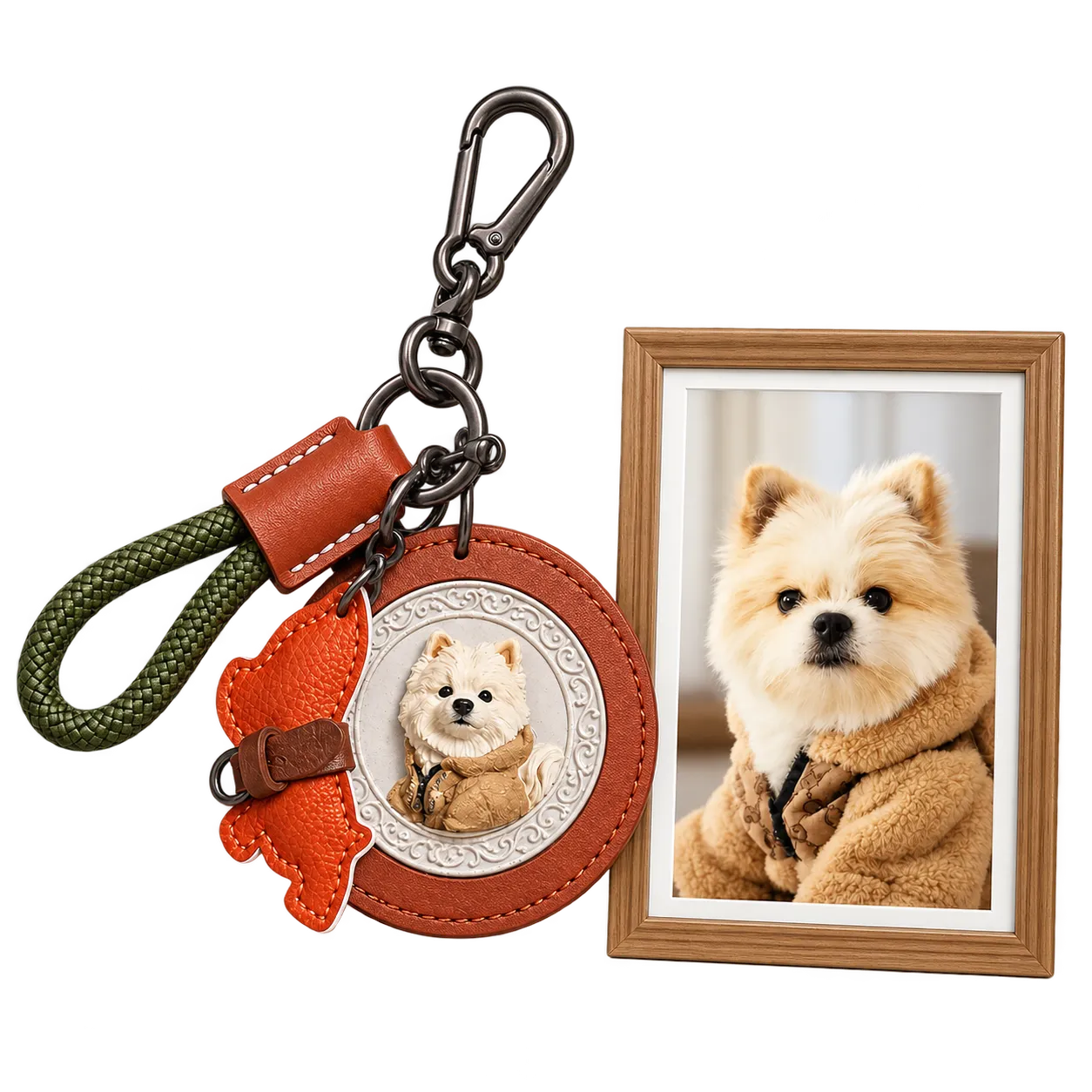 Pet memorial 3D embossed keychain made from a pet photo