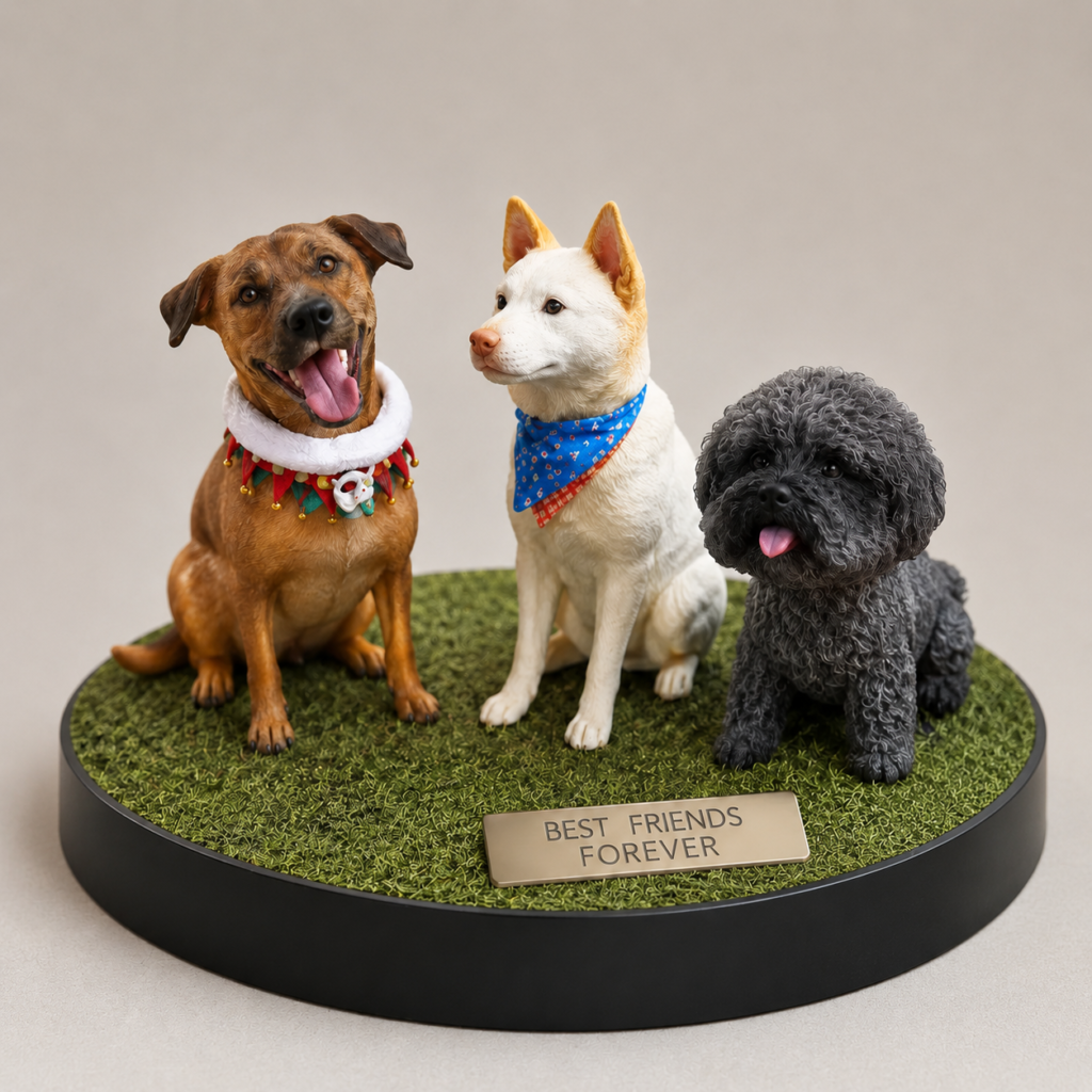Custom pet memorial 3D figurine sculpted from a pet photo