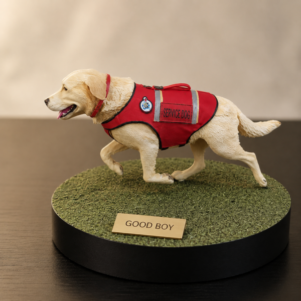 Close-up of custom pet memorial figurine showing fur and face details