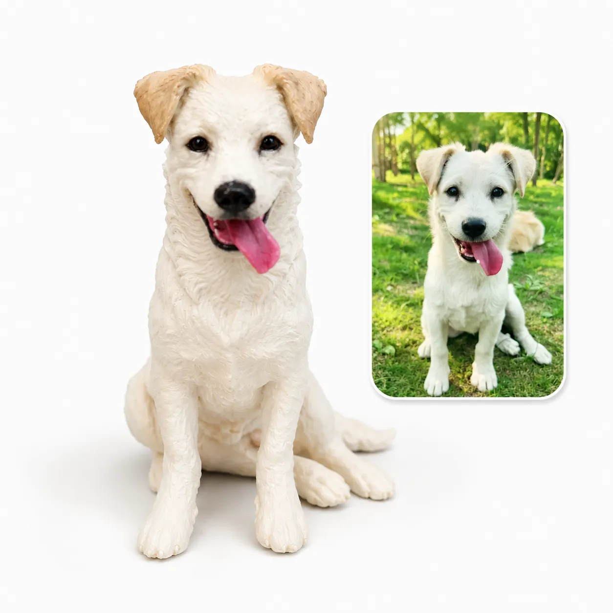 Custom pet memorial figurine displayed as a keepsake on a shelf