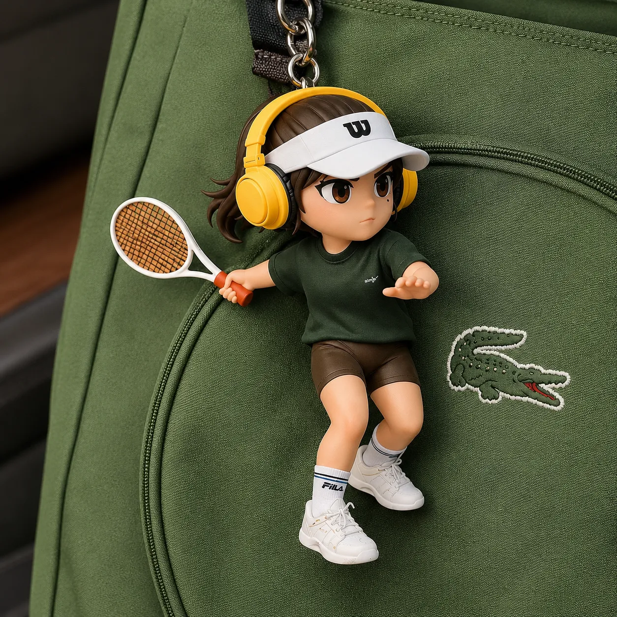 Custom tennis player chibi figurine keychain from a photo