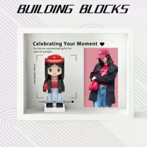 One person personalized brick figure with a white frame