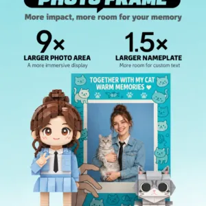 Oversized custom photo frame with personalized brick figures