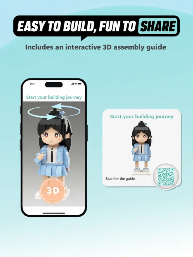 Assembly guide for a personalized brick figure display