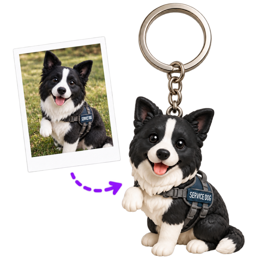 Custom 3D pet keychain made from a dog photo