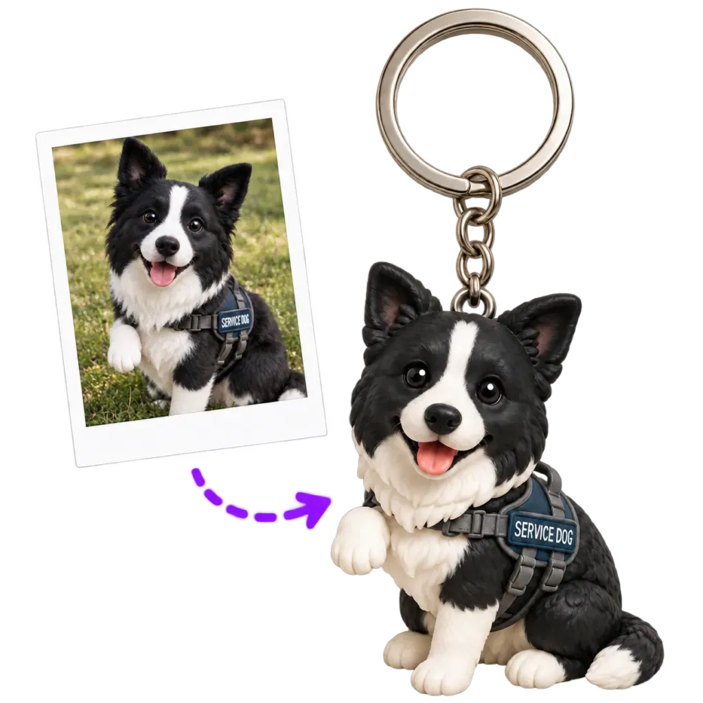 Custom 3D pet keychain made from a dog photo