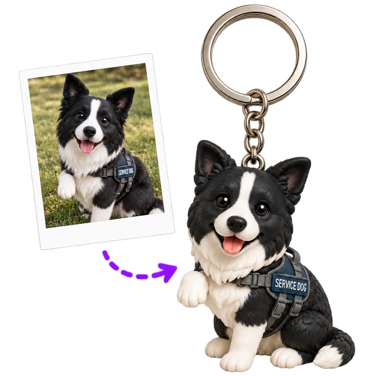 Custom 3D pet keychain made from a dog photo