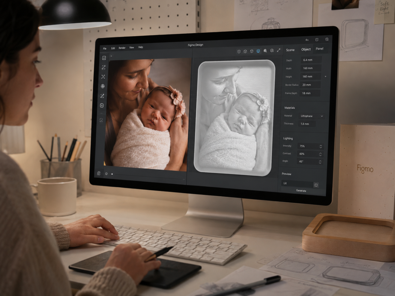 How Figmo Turned a Baby’s First Photo Into a Soft Night Light for Her Nursery process image 4 showing the custom keepsake creation
