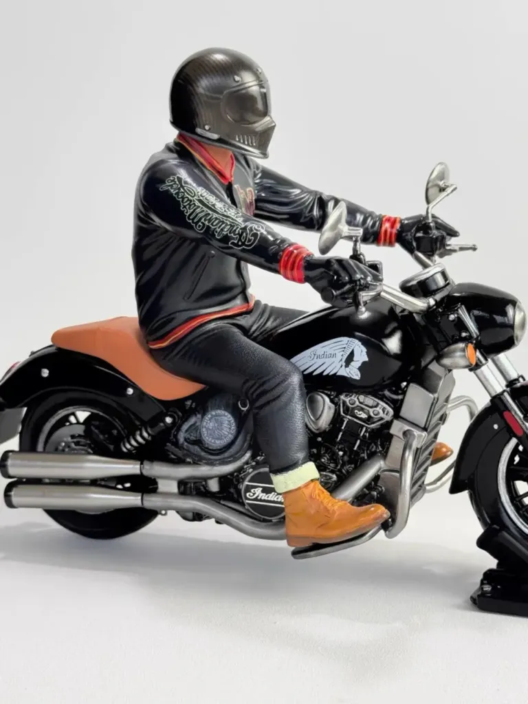 Custom motorcycle model with rider detail view