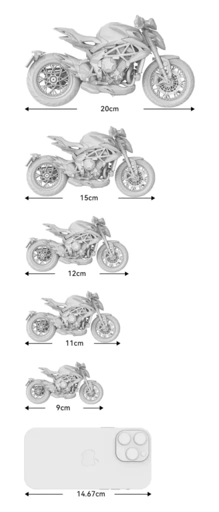 Motorcycle model size reference chart
