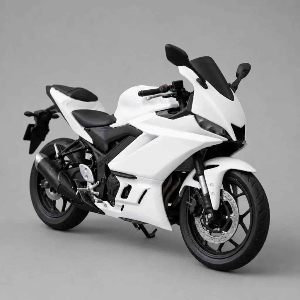 Custom white sport motorcycle model